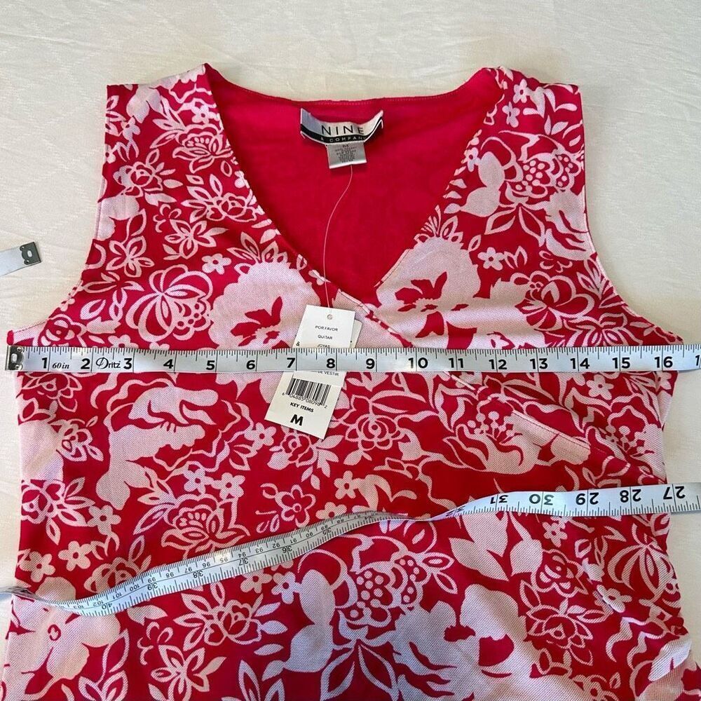 Vintage Y2K Nine & Co Pink Floral Mesh Tank Top Women Medium NWT Deadstock Nylon - Picture 7 of 8